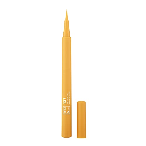 3INA MAKEUP - The Color Pen Eyeliner 137 - Amarillo - Eyeliner Amarillo Líquido Mate - Delineador de Ojos de Colores 10h de Duración - Apto Ojos Sensibles Vegan -Cruelty Free