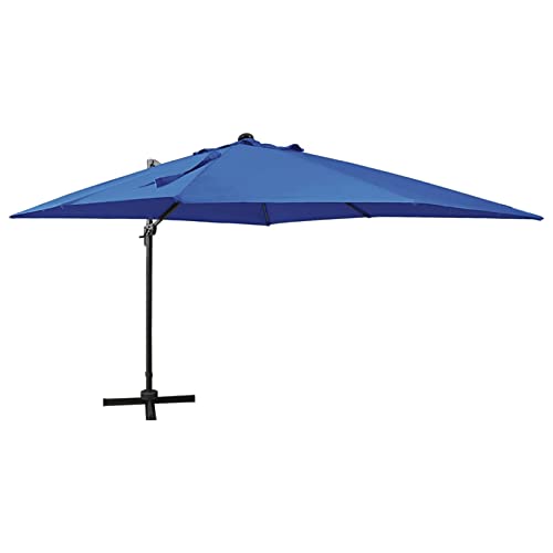 Catherinol Sombrilla voladiza con poste y luces LED, Parasol Terraza, Sombrilla Terraza Exterior, Parasol Jardin, Sombrilla Jardin, Sombrilla Playa, Parasol Excentrico, azul celeste 300 cm