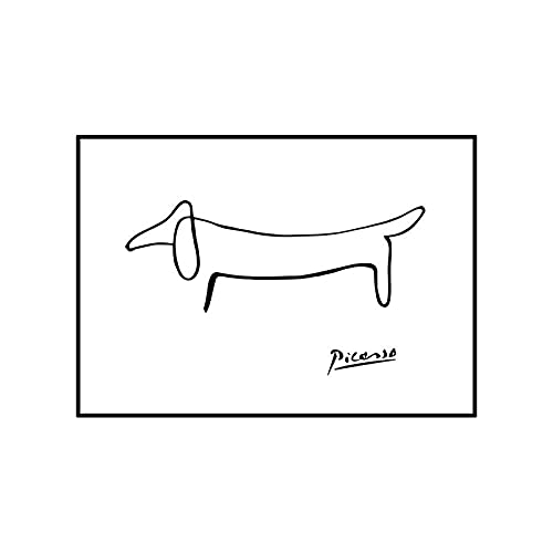 Picasso Abstracto Animal Pintura Minimalista Perro Línea Lienzo Poster Picasso Negro Y Blanco Pared Arte Sala Hogar Picasso Arte Impresiones Decoracion （No Marco）