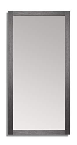 Espejo de Baño, para el salón o el recibidor Frame con Marco Decorativo de Madera de 45 mm Fabricado en Madera Natural para Colgar en Pared en Vertical u Horizontal de 60x120 en Gris Ceniza