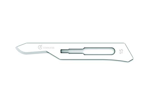 Gima - Cuchillas de Acero Inoxidable, Inox, con Punta Redonda Estándar, Estériles, Desechables, Tamaño n. 15, 100 cuchillas empaquetadas individualmente.