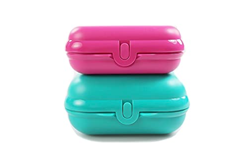 Tupperware Caja Cofre Oscuro Turquesa + Rosa Trolls Nuevo