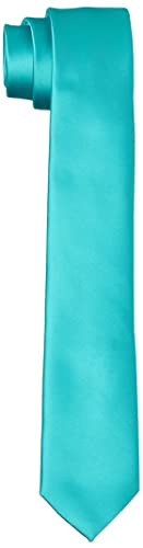 Amazon Brand - Hikaro Corbata estrecha para hombre hecha a mano con aspecto de seda de 6 cm - Turquesa
