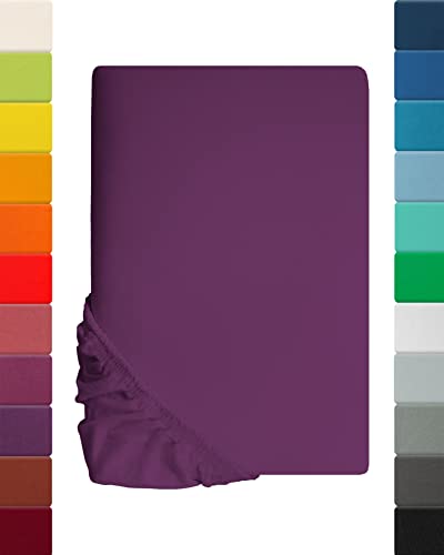 Lavea Sábana Bajera Ajustable Serie Maya, 200 x 220 cm, para Camas con somier y de Agua, Color Morado Oscuro, 100% algodón, c.