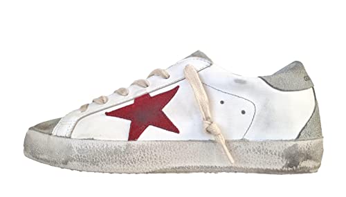 Golden Goose Zapatos Mujer Zapatillas Superstar Vintage 10218 Blanco-Rojo, blanco y rojo., 39 EU