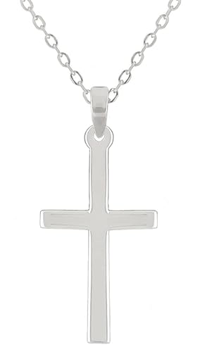 ENTREPLATA Collar de Plata de Ley 925 con Colgante. Gargantilla Original Cadena para Señora, Mujer, Chica Joven o Niña con Charm de Cruz de 30 mm.