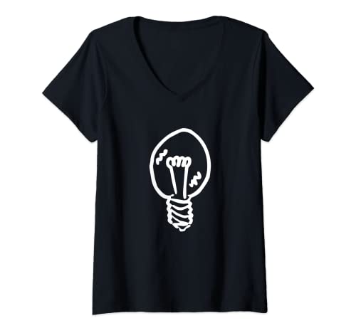Mujer Dibujo de la bombilla Camiseta Cuello V