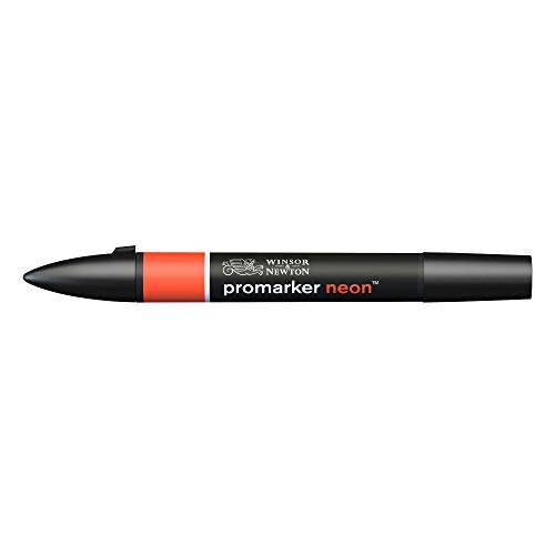 Winsor & Newton 0205405 ProMarker Neon - Rotulador profesional (2 puntas, fino y ancho, para dibujos, diseño y diseños), color rojo brillante