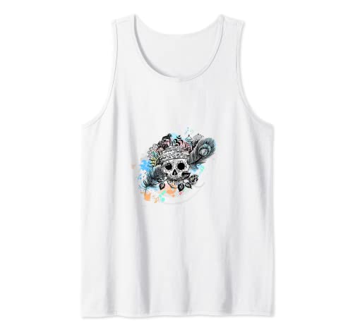 Tattoo Design - Camiseta con diseño de calavera, color acuarela Camiseta sin Mangas