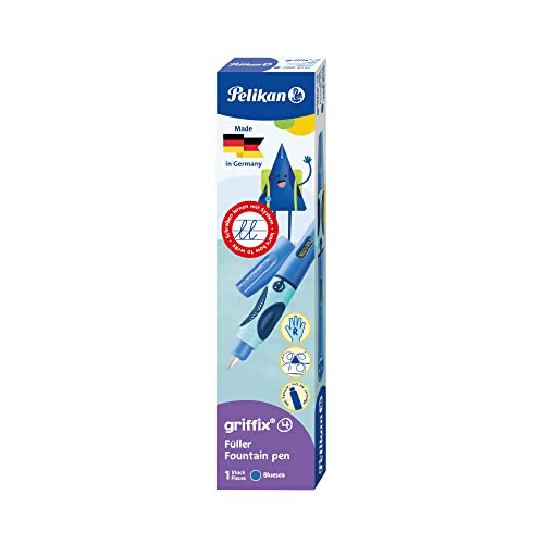 Pelikan 805612 Griffix - Pluma estilográfica con capuchón giratorio, tinta Azul, para diestros, Azul