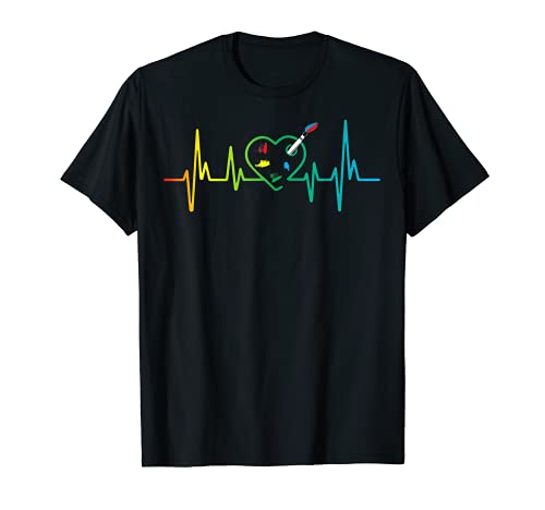 Paleta de colores con pincel y latido, artista y pintor Camiseta