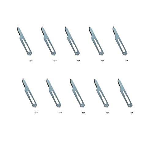 10 Hojas de bisturí n.° 15 para mango de bisturí n.° 3 aptas para cirugía, rotulación, manualidades, corte de tarjetas, podología dental (Forma 15, 10)