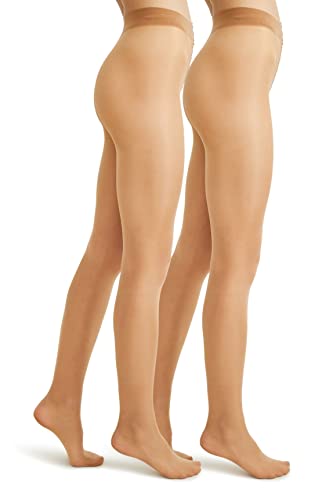 C&A Medias elásticas para mujer, 30 den, paquete de 2 unidades, beige, L