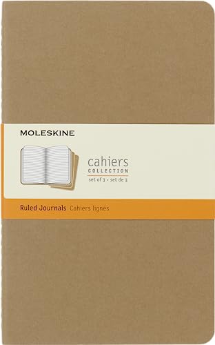 Moleskine - Cahier Journal Cuaderno de Notas, Set de 3 Cuadernos con Páginas, Tapa de Cartón y Cosido de Algodón Visible, Color Marròn Kraft