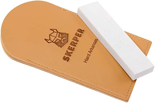 Skerper Arkansas Piedra de Afilar de Bolsillo NAP010 Hard Arkansas en Estuche de Cuero