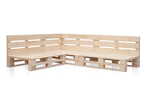 SUEÑOS ZZZ 3 Sofas PALETS Madera para Jardin sin Barniz, Sillón Palet sin Cojines. Palets Europeos con Respaldo y Asiento, Sofás para Patio, Palet Chill out