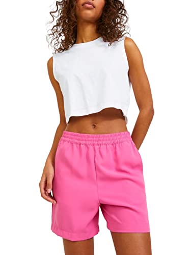 Jack & Jones Jjxx Jxalvira SL Slim Crop Every tee-Camiseta Top, Blanco Brillante, L para Mujer
