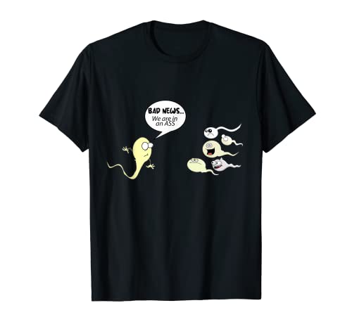 Malas noticias Estamos en un Culo Divertido Dibujos Animados Espermas Vintage Camiseta