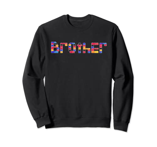 Dibujo a mano divertido constructor de ladrillos de bloque de hermano grande o pequeño Sudadera