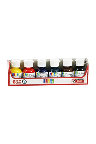 Südor India Ink Set de 6 Botellas de 25 ml, Juego de Tinta Colorida, Ideal para Ilustraciones, caligrafía, Pintura artística, Graffiti, para Cepillo, Dip, Pluma de caligrafía o Pluma de aerógrafo.