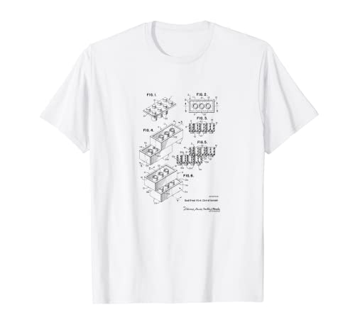 Juguete Ladrillos Diseño Vintage Patente Dibujo Divertido Novedad Camisa Camiseta