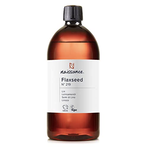 NaissanceAceite Vegetal de Linaza Virgen BIO (No. 219) - 1 Litro - Prensado en Frío, Puro, Certificado Ecológico - Para Cuerpo, Cara, Piel, Pelo, Uñas