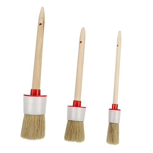 Uonlytech 3 Unids/Set Conjunto De Pinceles De Pintura Plantilla Circular Cepillo De Pelo Plumero Redondo para Limpiar Ruedas Cepillos De Limpieza Cepillo De Cera Redondo Cepillo De