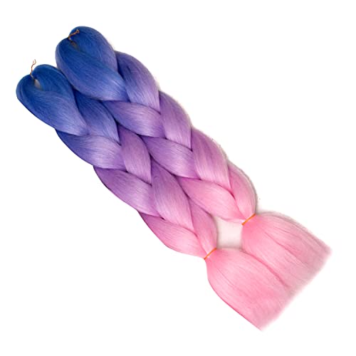 2 piezas de cabello trenzado trenzado colorido, pelo sintético trenzado gigante, mezcla tres colores, suave, extensiones de cabello trenzado sintético de moda para pelucas de bricolaje, cosplay