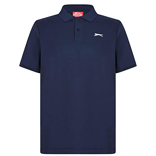 Slazenger Hombre Camisa Polo Plana Manga Corta Azul Marino S