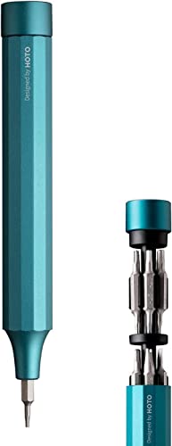 HOTO Juego de Destornilladores 24 en 1, Juego de Mini Destornilladores de Precisión con 24 Puntas de Acero de S2, Destornillador Manual en Forma de Bolígrafo, Turquesa Oscuro- P1