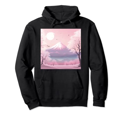 Paisaje rosa pastel de Cherry Blossom Euphoria Sudadera con Capucha