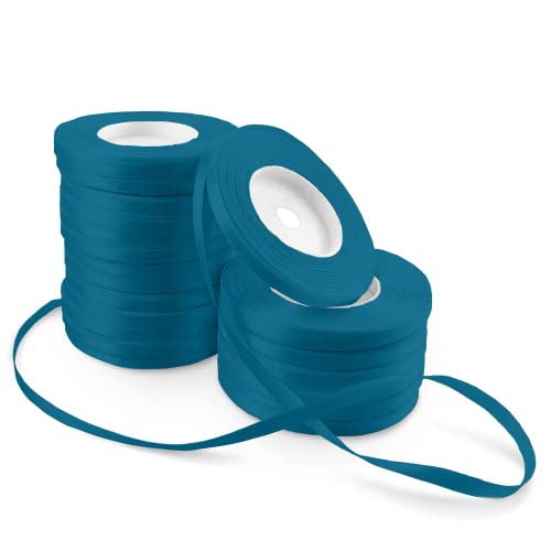 Netuno 20 cintas de raso turquesa oscuro 6 mm x 32 m, cintas de regalo coloridas cintas decorativas de tela regalo lazo de satén de poliéster cintas de seda de colores