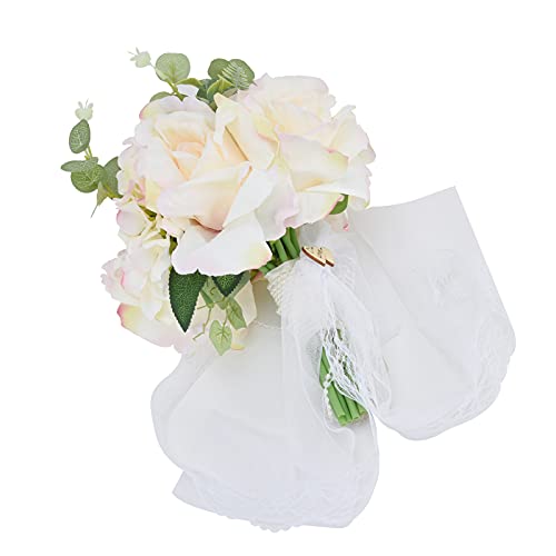 Sosteniendo Flores, Ramo Artificial de Flores de Seda para Bodas Y Cumpleaños(Amarillo Claro)