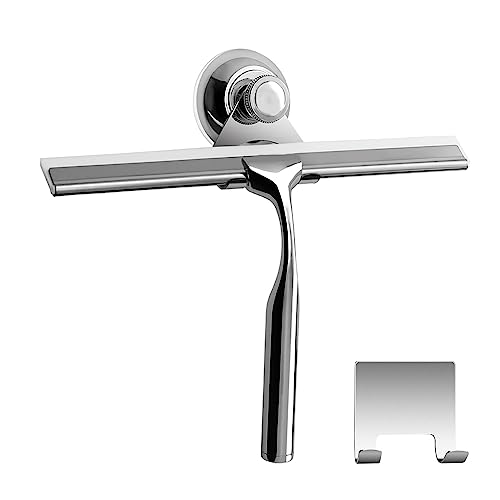 Limpiacristales Zindoo Extractor de baño y Ducha Borrador Acero Inoxidable con Colgador de Pared 25x17 cm (LxW)