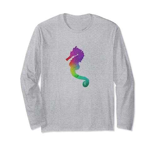 Camiseta de caballito de mar de acuarela para regalo Manga Larga