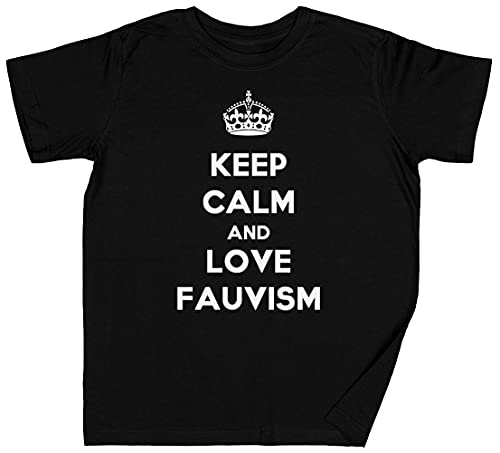 Keep Calm and Love Fauvism Negro Niños Chicos Chicas Camiseta Unisexo Tamaño S Black Kid's Boys Girls tee Size S