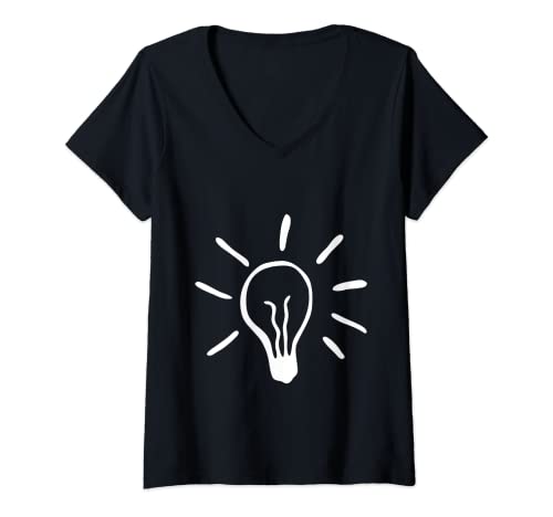 Mujer Dibujo de bombilla Camiseta Cuello V