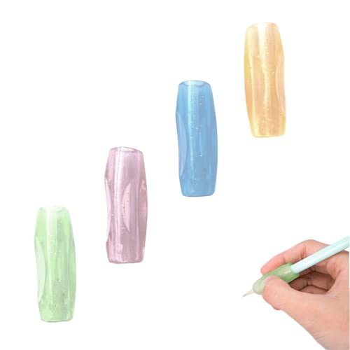 Agarre de Lápiz, 4 Pcs Agarrador de lapiz para los Dedos, Adaptador Lapiz para Niños Herramienta, Color Agarre de Lápiz, Agarrador de Lapiz Goma Ergonómica, para Niños lápices Corrección de Postura