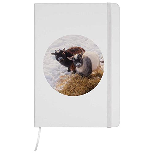 Azeeda A5 'Cabras en la nieve' Blanco Cuaderno de Tapa Dura (NB00005998)