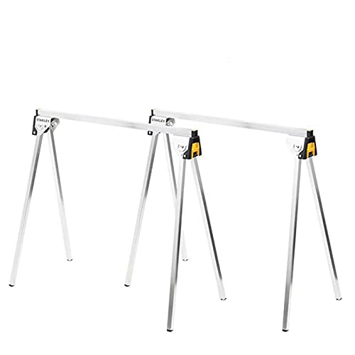 STANLEY STST81337-1 - Caballete metálico, 2 piezas, Capacidad de carga 340 kg, Patas plegables, Almacenamiento compacto y facilidad de transporte