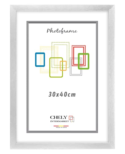Chely Intermarket | 24A3A | Marco de Fotos 30x40cm (Plateado) MOD-272 | Estilo galería | Marco de Madera para Decoración de Casa | fotografías de Boda | moldura con Relieve.(272-30x40-0,70)