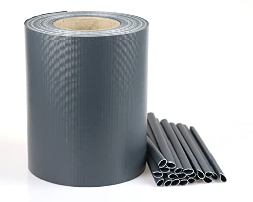 Cellfast Cinta de Valla para Paneles de Valla Resistente a los Rayos UV, Ligera, Duradera, Resistente a desgarros, el Juego Incluye 20 Clips de fijación, Grafito, 19 cm x 35 MB