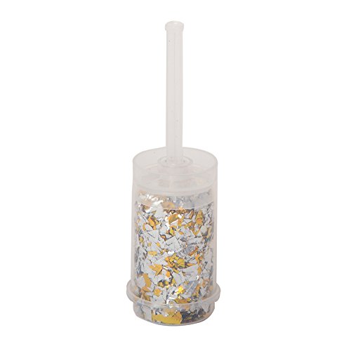Unique- Cañón de confetti metálico, Color plata y oro (63596)