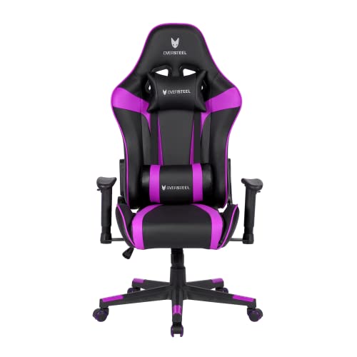 Oversteel - Silla Gaming Profesional ULTIMET, Polipiel, Reposabrazos 2D, Ajustable en Altura, Respaldo Reclinable 180º, Pistón Gas Clase 3, Hasta 120Kg, Color Morado