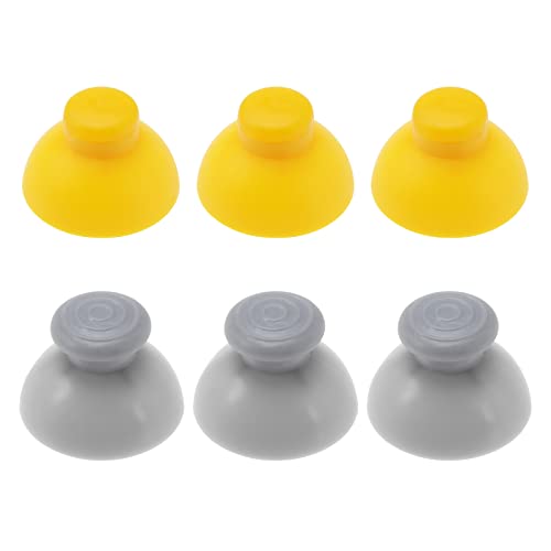EMSea 6 piezas de tapas de joysticks analógicos de repuesto compatibles con Nintendo GameCube, cubiertas de palo analógico, accesorios ABS, amarillo y gris