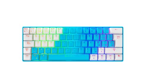 Newskill Pyros Aqua Special Edition, Teclado Inalámbrico Gaming, 60%, Antighosting, Teclas Macro, RGB, Switch Outemu Red, Layout español, Compatible WINDOWS, MAC OS, IOS, ANDROID, Color Azul