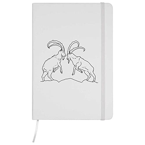 Azeeda A5 'peleando cabras' Blanco Cuaderno de Tapa Dura (NB00041587)