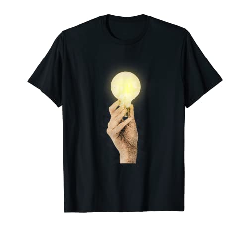 Una gran idea, epifanía, bombilla en un dibujo vintage a mano Camiseta