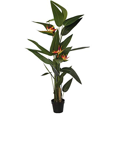 DRW Planta Artificial del Ave del paraíso en Verde y Rojo Anaranjado 180cm