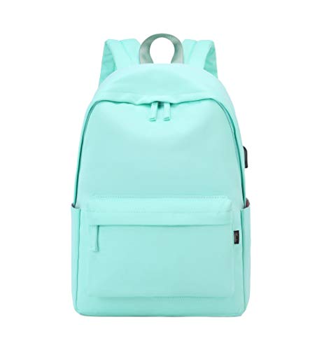 Acmebon Mochila Impermeable Informal para Chica y Chico Bolsa de Libros de Color Puro para Adolescentes (Verde Claro)